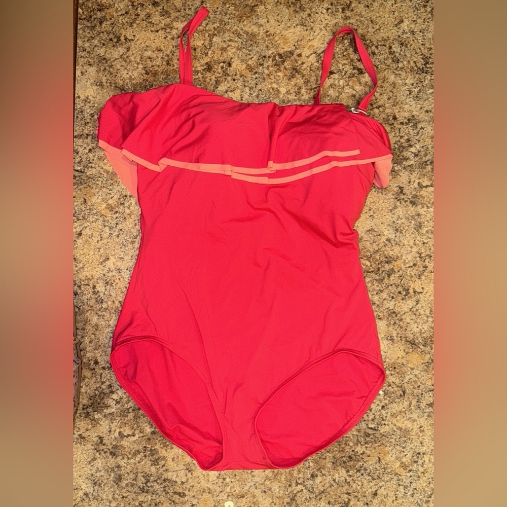 Coco Contours Agate Ruffle Bandeau Bra Sized One Piece Swimsuit